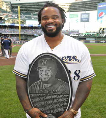 Milwaukee Brewers welcome back Prince Fielder with 'Wall of Honor' award -  Milwaukee Times Weekly Newspaper